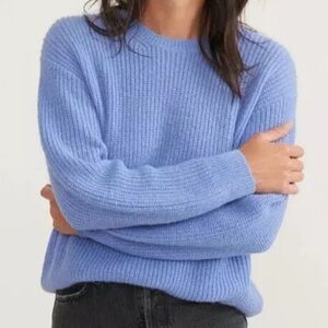 Marine Layer Renee Dream Yarn Crewneck Sweater- Large, Blue Jewel